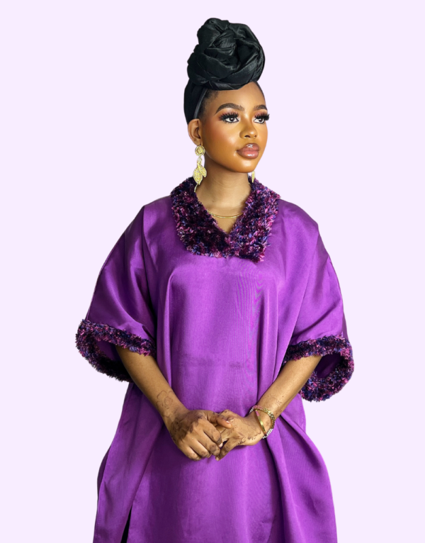 Fluffy V-Neck Bubu Gown